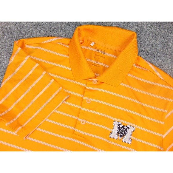 Mercer Bears Other - Mercer Bears Polo Mens Med Puremotion Orange Striped Adidas Golf Gorpcore Sporty